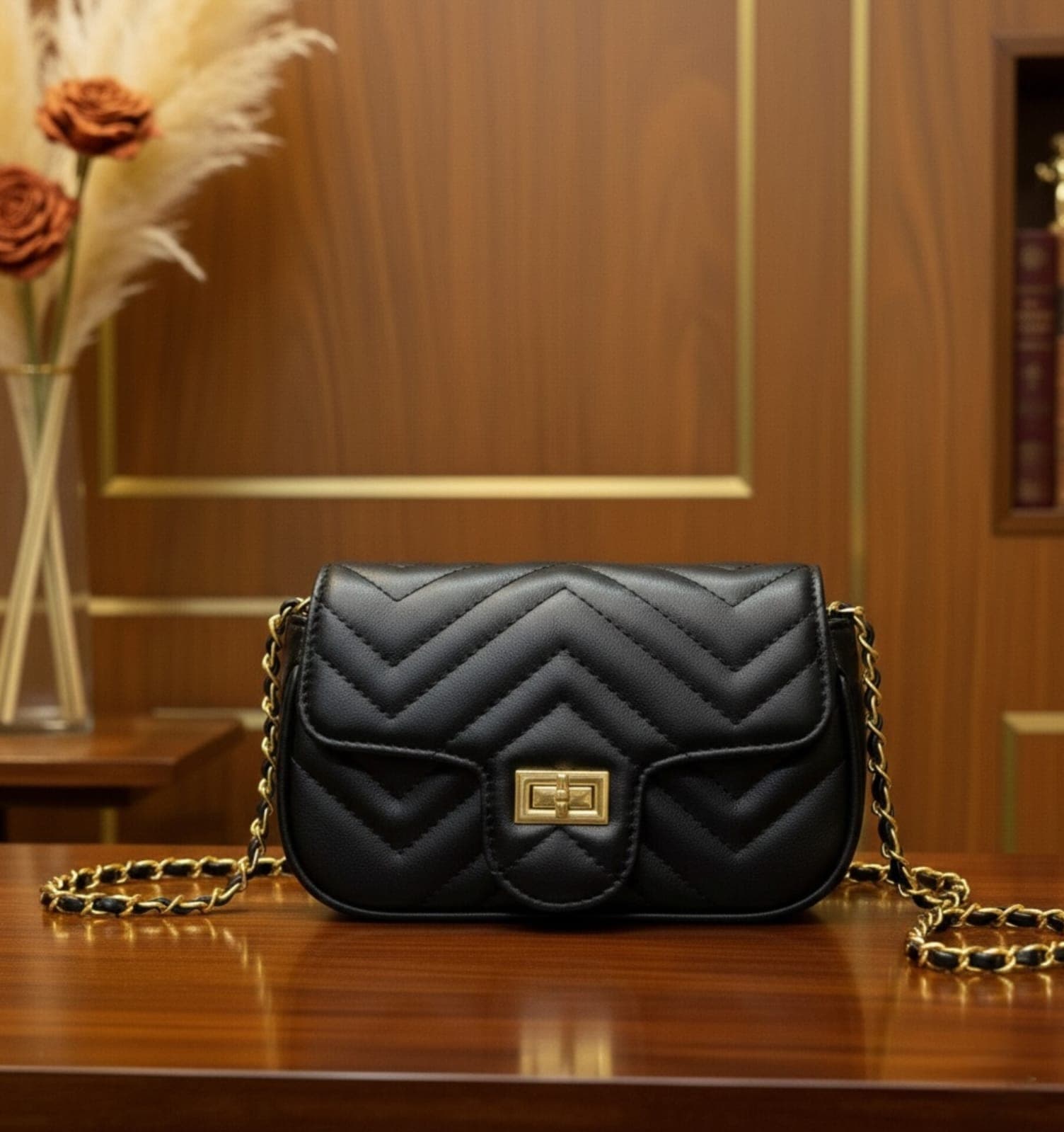 Luxe Quilted Chain Crossbody Bag